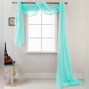 NEW - Celine Elegant Voile Sheer Scarf Curtain Panel - Aqua - 54”W x 216”L